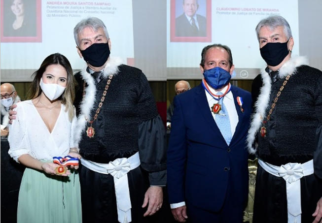 Promotores de Justiça Claudomiro Lobato e Andréa Moura recebem o colar do mérito Promotores de Justiça Claudomiro Lobato e Andréa Moura recebem o colar do mérito