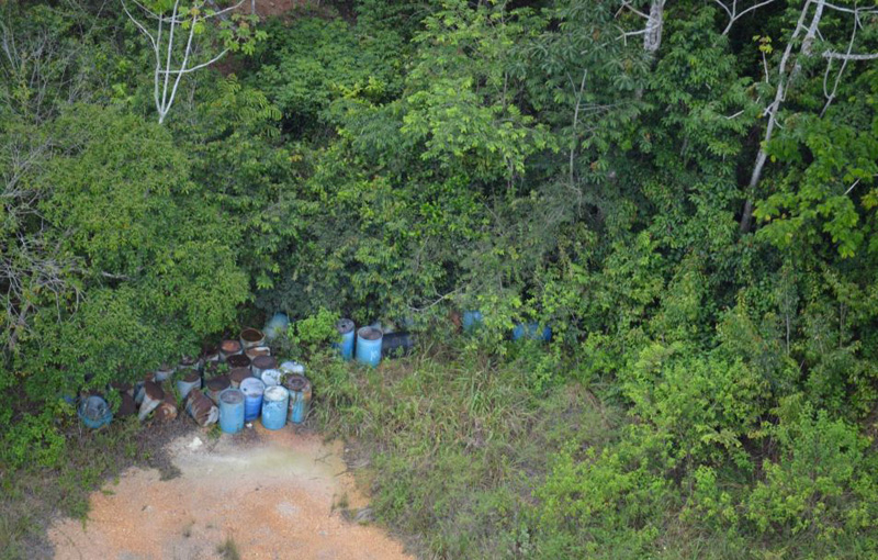 Imagem aérea de um dos pontos onde foram abandonados os tonéis